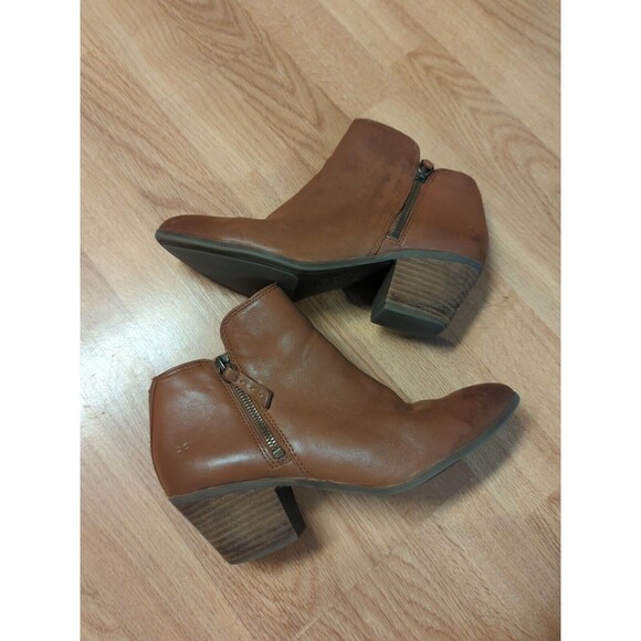 Frye Judith Bootie Boots Womens 8M Cognac Brown Leather Zip Ankle 2.5" Heel - Picture 6 of 12